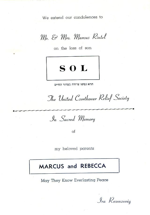 SOUVENIR JURNAL UNITED CZORTKOWER RELIFE SOCIETY 1952 USA - 0026