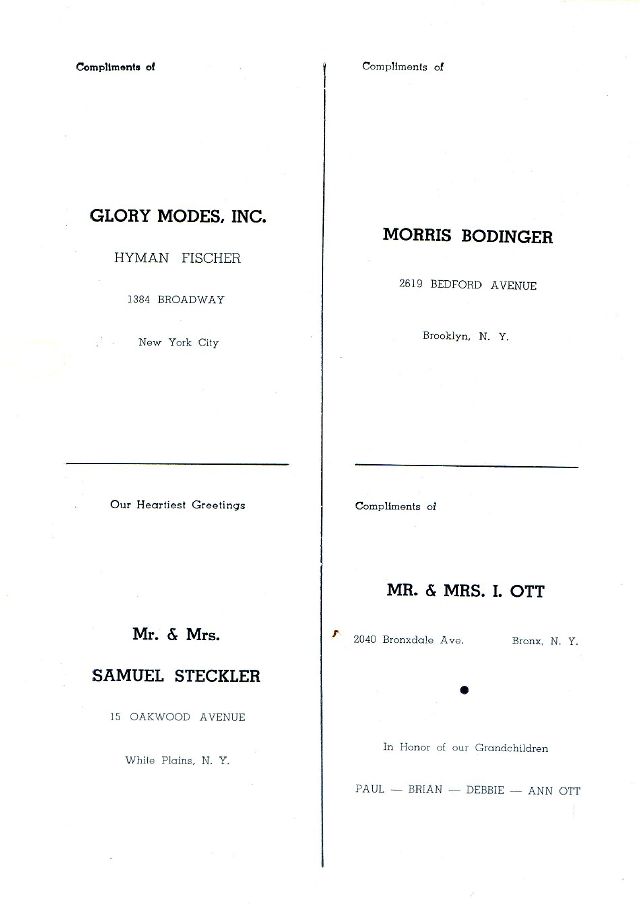 SOUVENIR JURNAL UNITED CZORTKOWER RELIFE SOCIETY 1952 USA - 0037