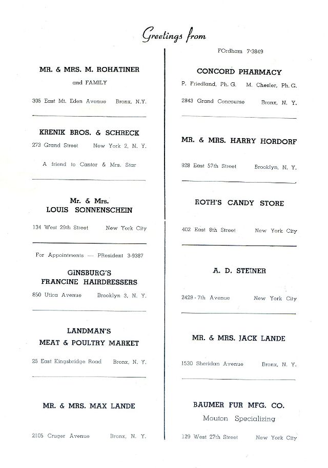SOUVENIR JURNAL UNITED CZORTKOWER RELIFE SOCIETY 1952 USA - 0047